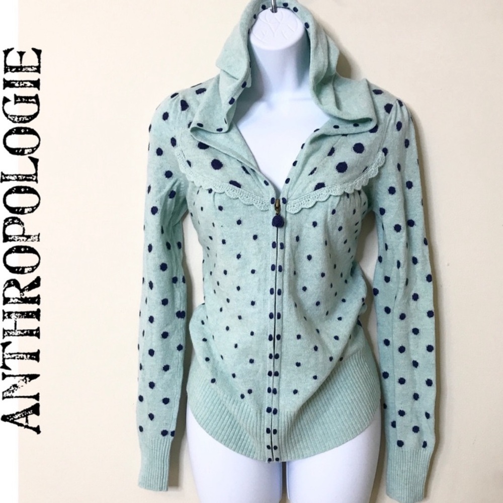 Anthropologie Moth Polka Dot Hooded Sweater